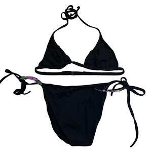 La Perla Black Bikini with Multicolor Accent